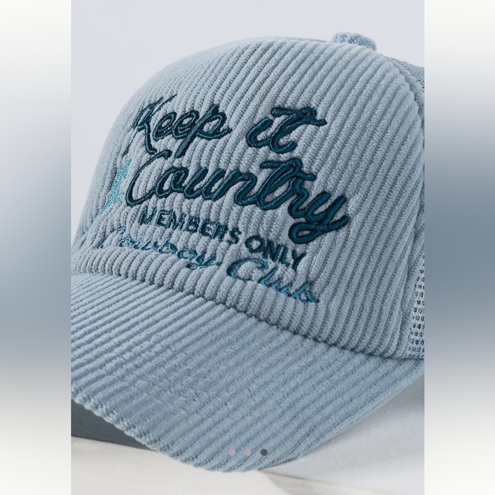 Anthropologie Blue Embroidered Cap - Picture 3 of 6